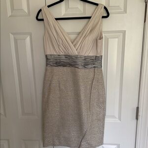 Kay Unger Cream and Silver Mini Dress